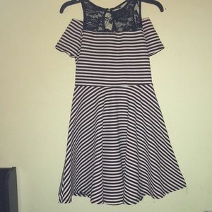 Black and white striped dress